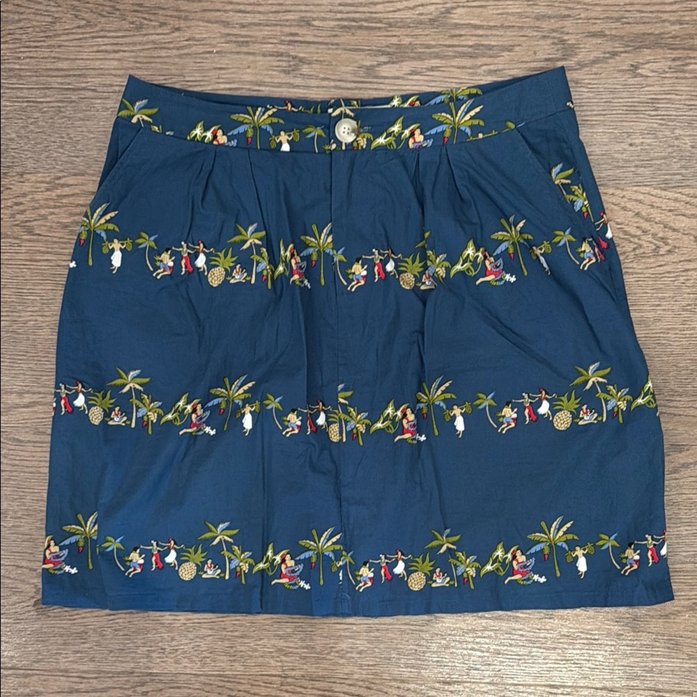 Rachel Antonoff Women's Blue Navy Tropical Print Skirt Hawaiian Tropical Size 10